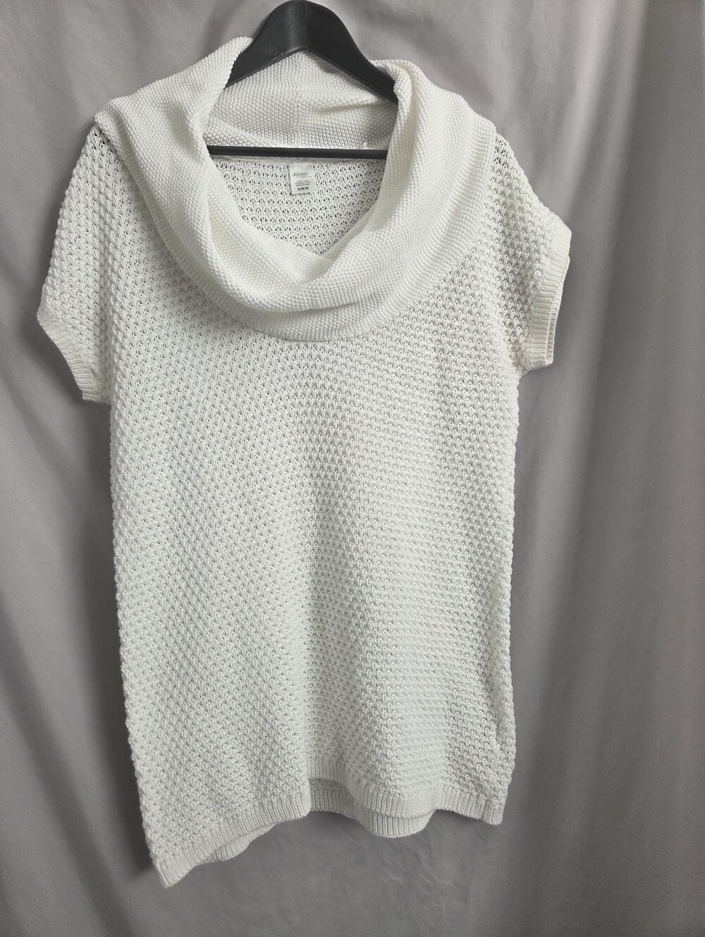 Jockey White Short-Sleeve Cowl-Neck Knit Sweater